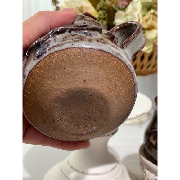 Handcrafted Brown & Cream Glazed Ceramic Mug With Raised Text Set 2 - Picture 5 of 13